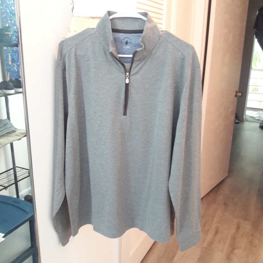 Johnnie-O Top Shelf Performance Mens Gray 1/4 Zip Golf Pullover Logo Large